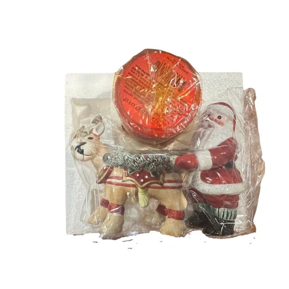 Fitz & Floyd "Deer Santa"  Christmas  Candleholder w Red Pillar Candle NIB - Picture 7 of 8